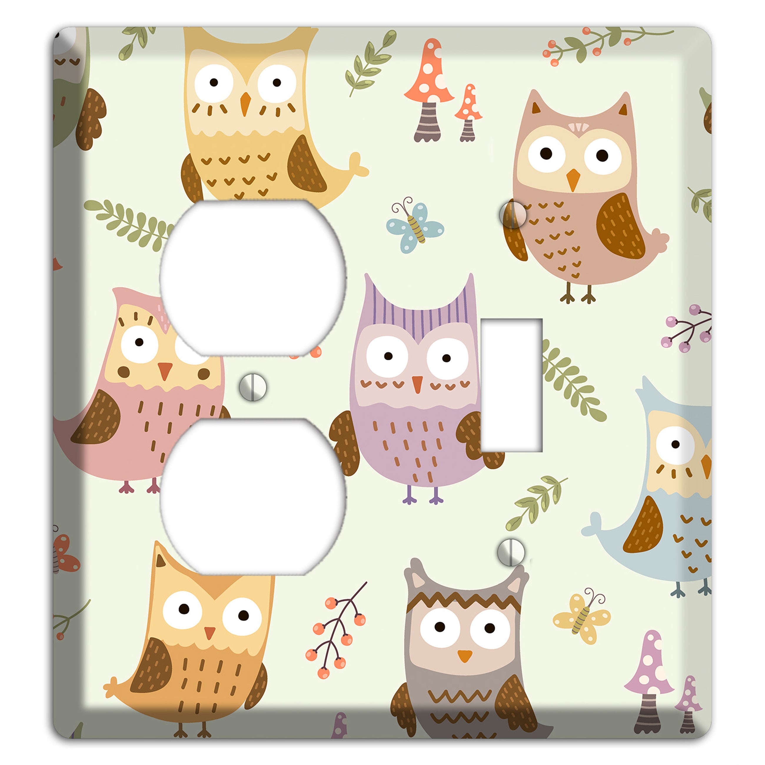 Sleepy Owls (Cream) Duplex / Toggle Wallplate