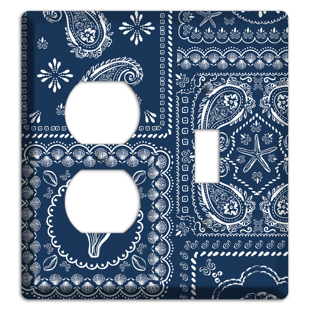 Navy Paisley Patchwork Duplex / Toggle Wallplate
