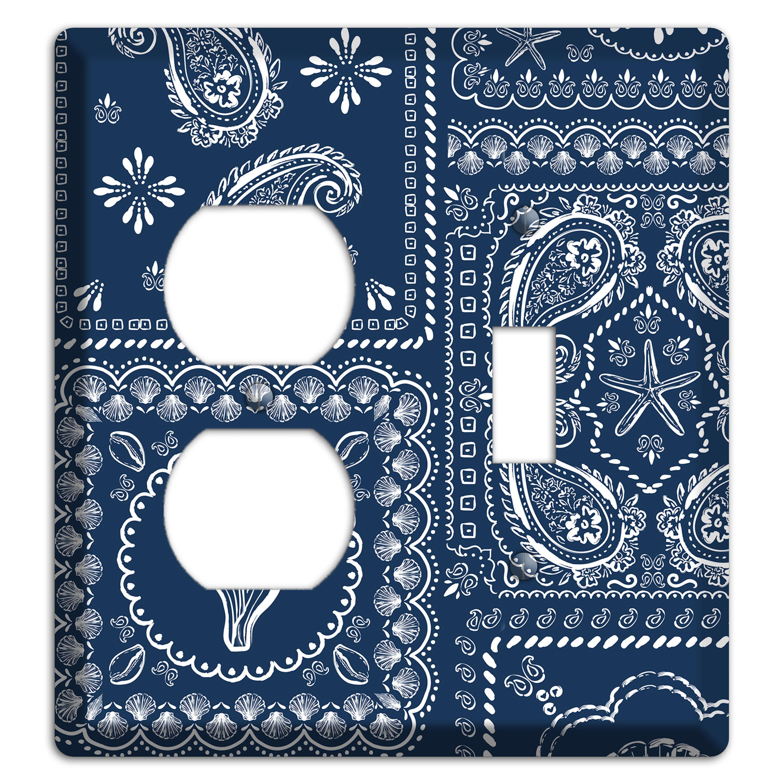 Navy Paisley Patchwork Duplex / Toggle Wallplate