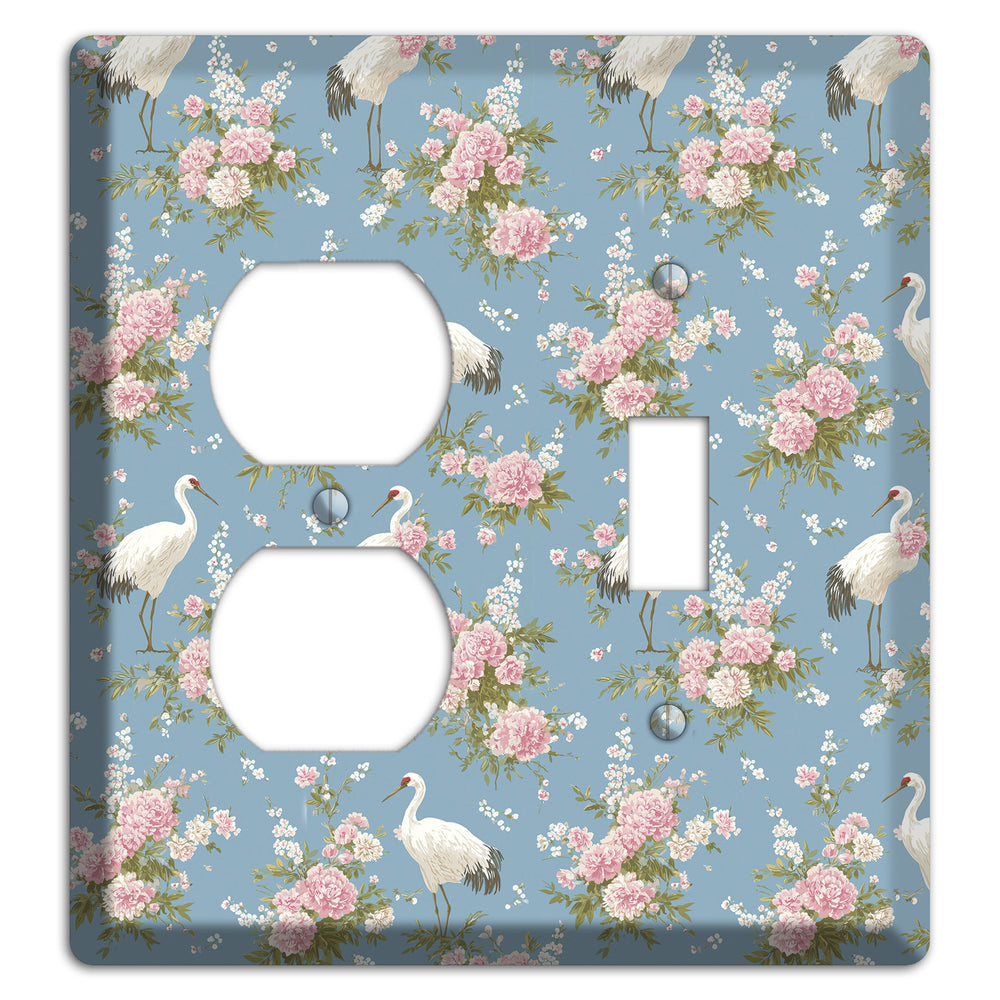 Dusty Blue Peony Flight Duplex / Toggle Wallplate