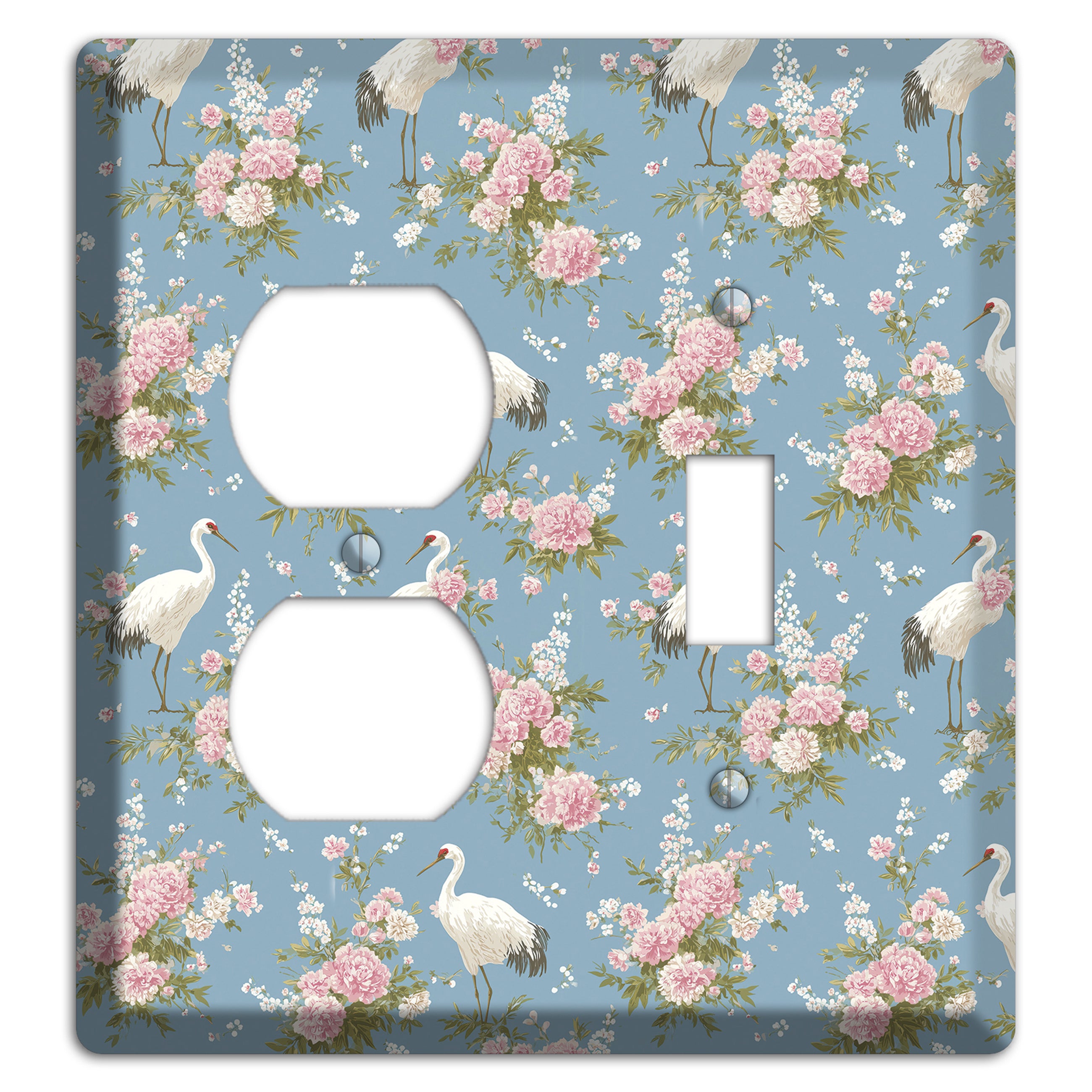 Dusty Blue Peony Flight Duplex / Toggle Wallplate