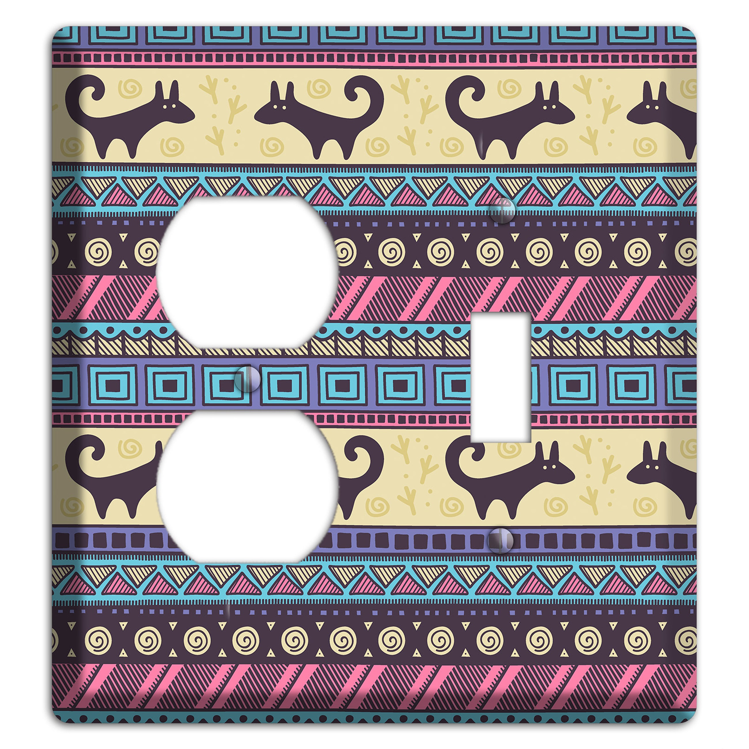 Folk Fox Stripes Duplex / Toggle Wallplate