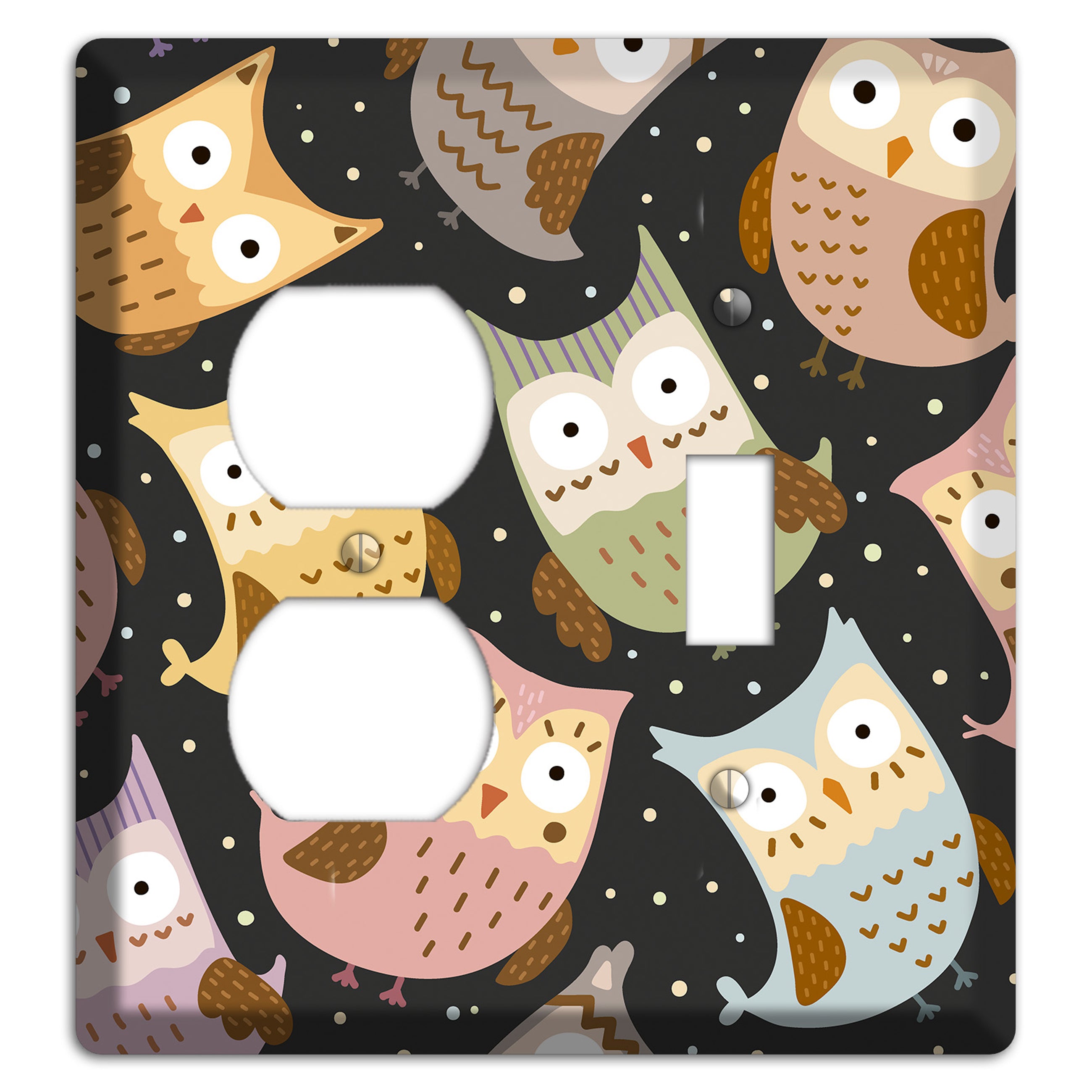 Sleepy Owls (Charcoal) Duplex / Toggle Wallplate