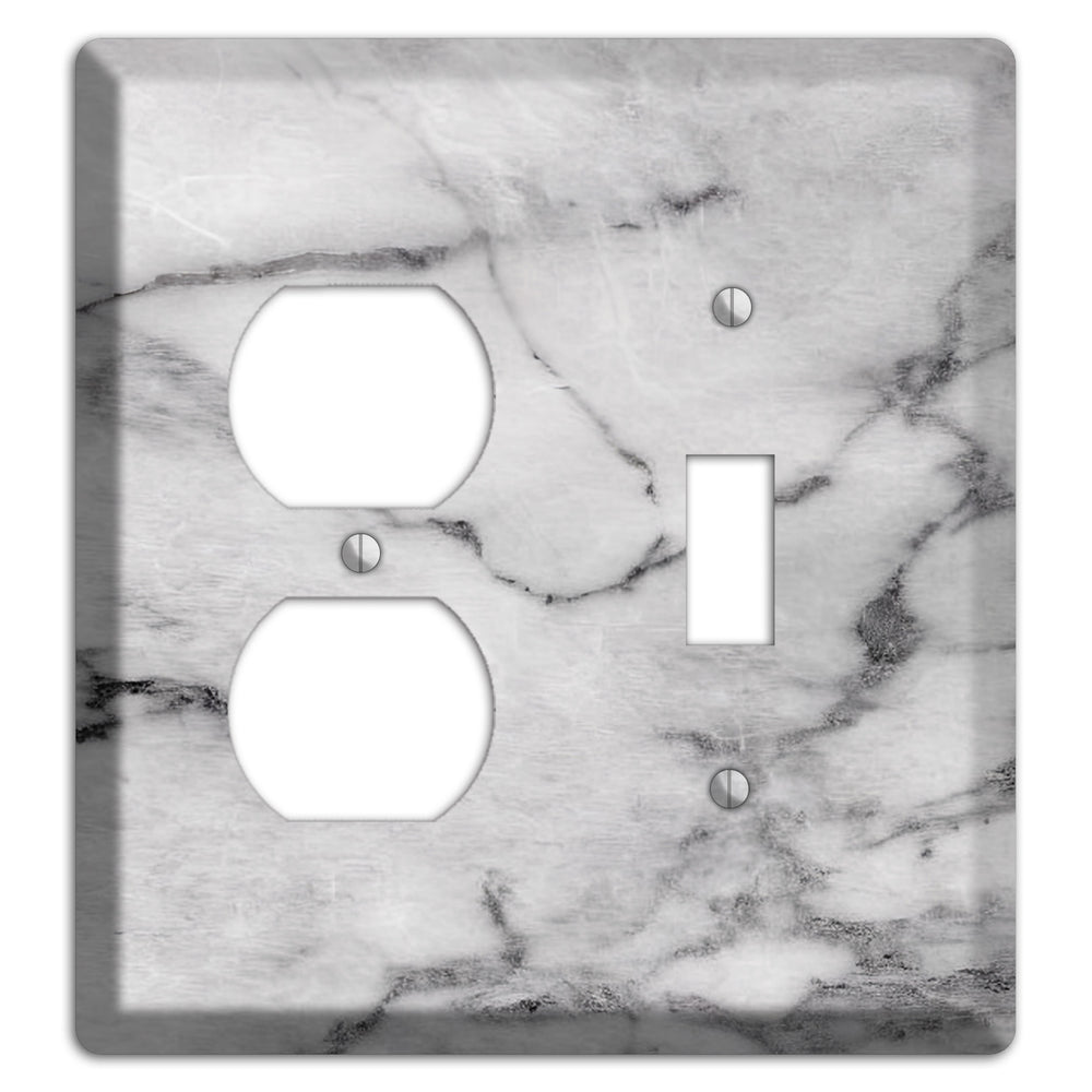 Gray and White Marble Duplex / Toggle Wallplate