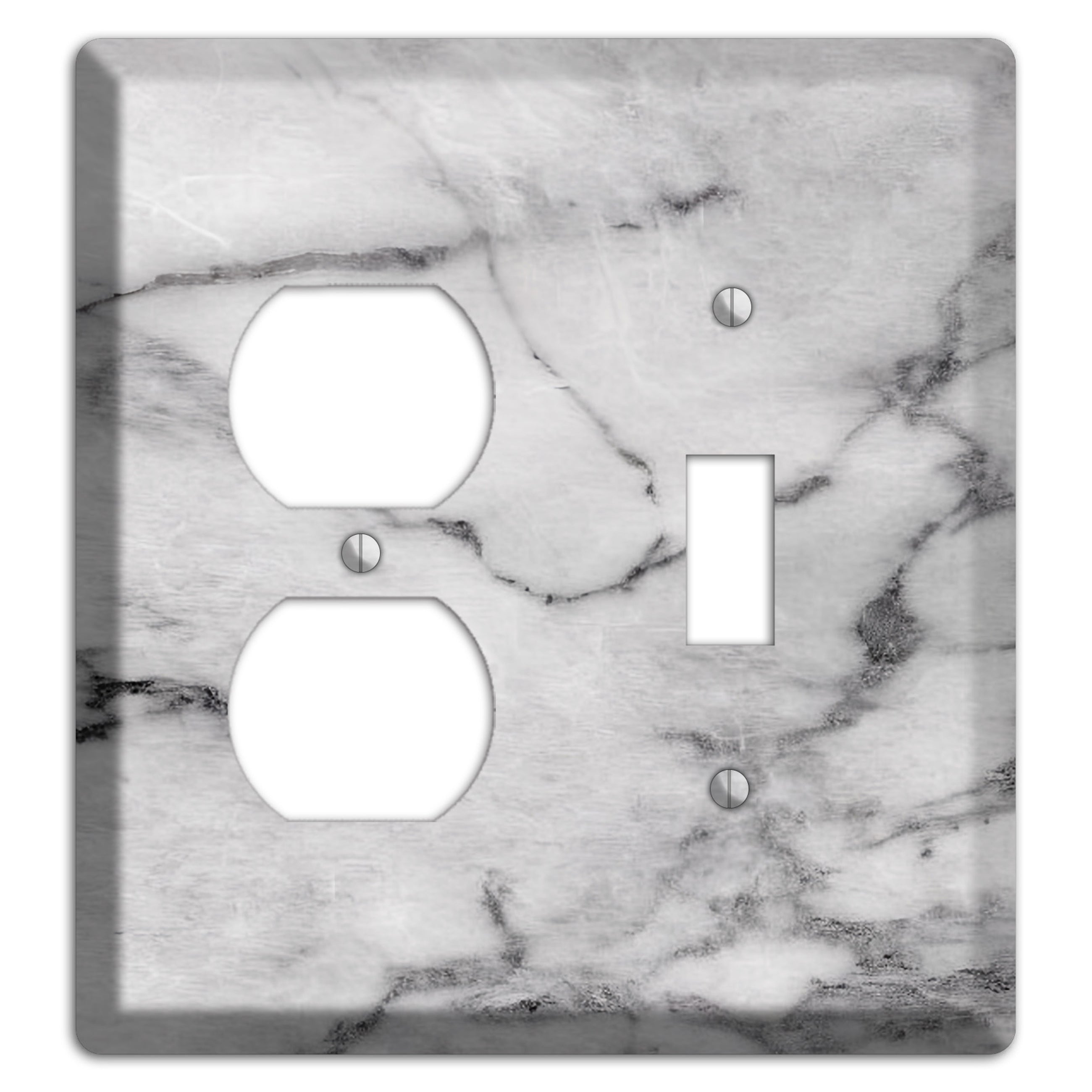 Gray and White Marble Duplex / Toggle Wallplate