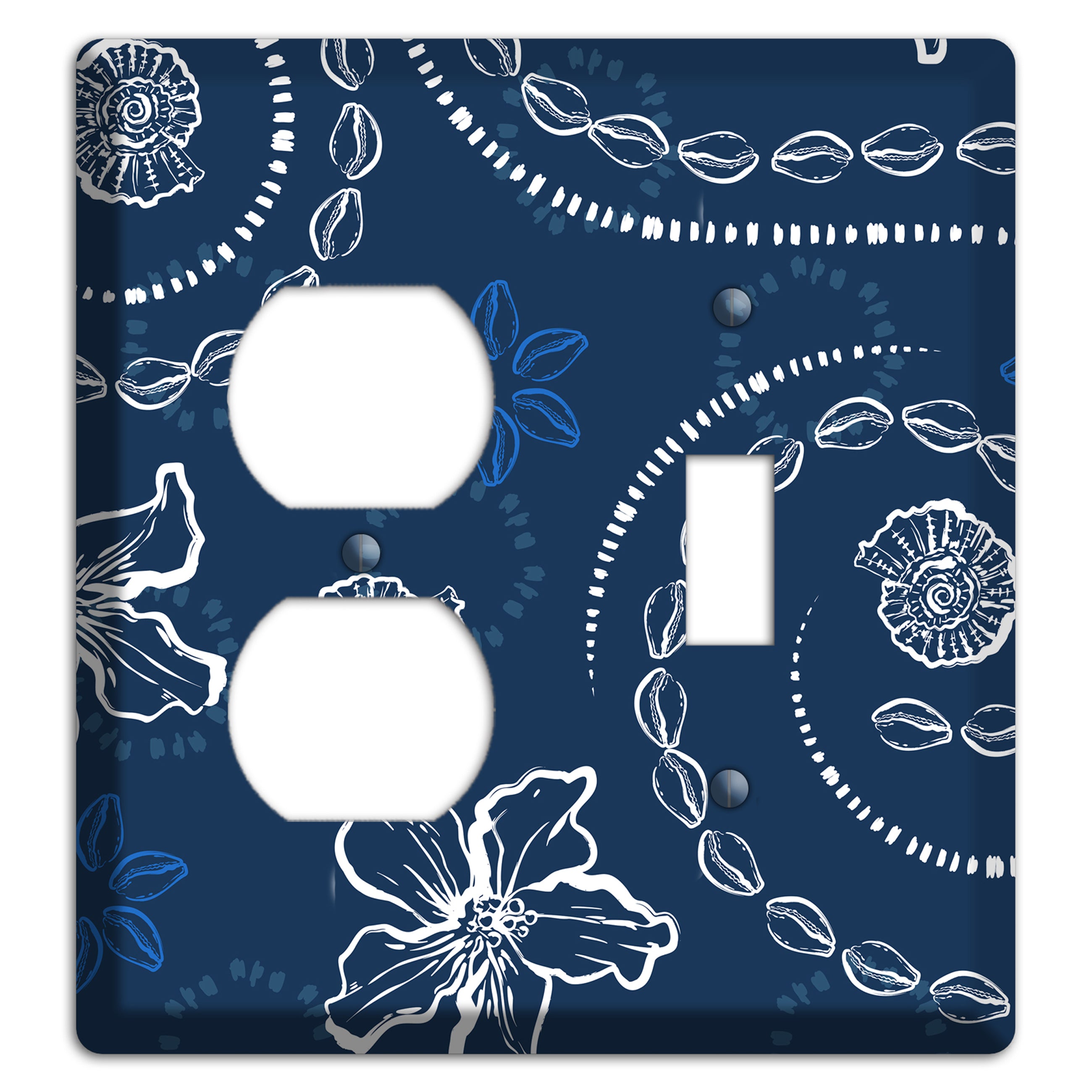 Indigo Cowrie Spiral Duplex / Toggle Wallplate