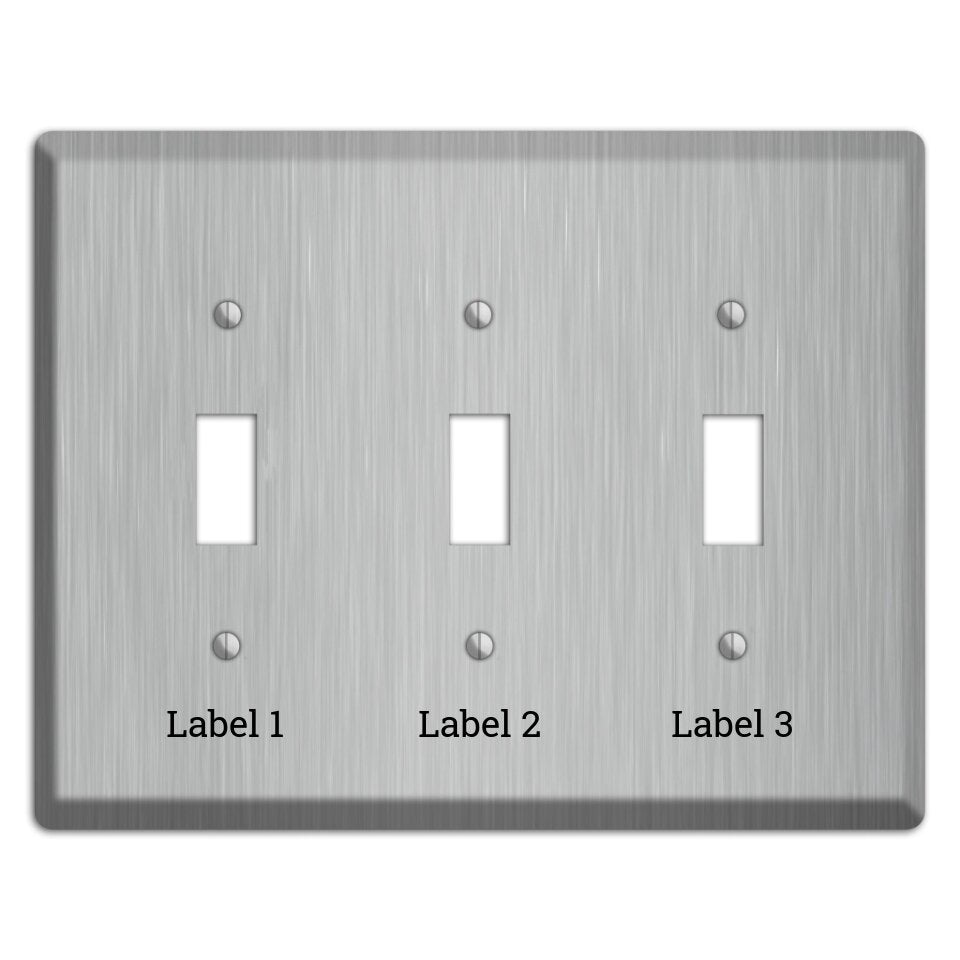 Brushed Stainless Steel Triple Toggle with Label
