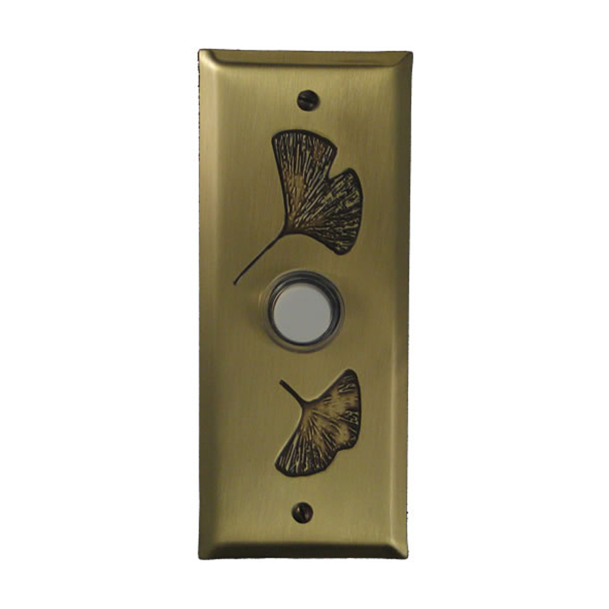 Ginkgo Doorbell - Solid Antique Brass