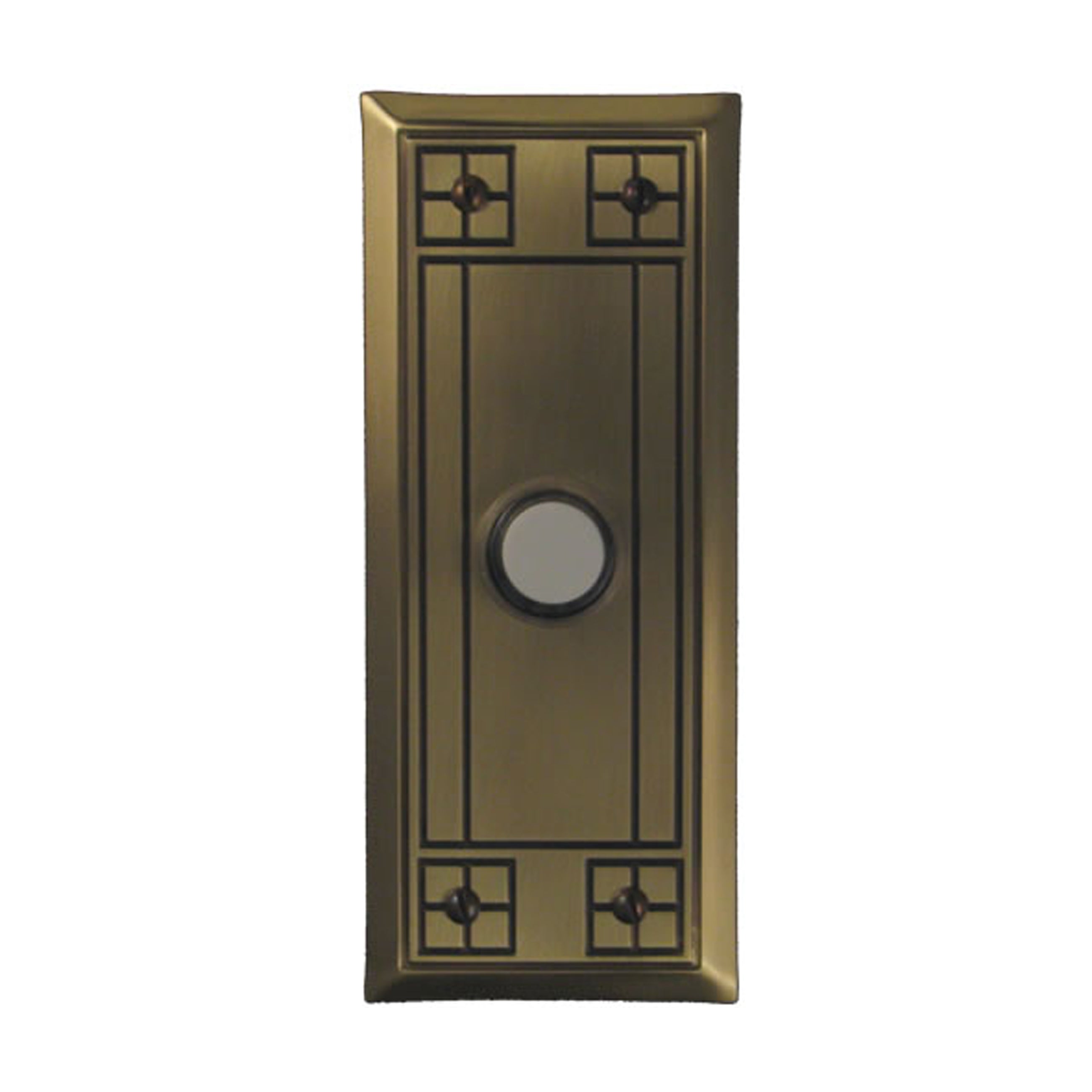 Arts & Crafts Doorbell - Solid Antique Brass
