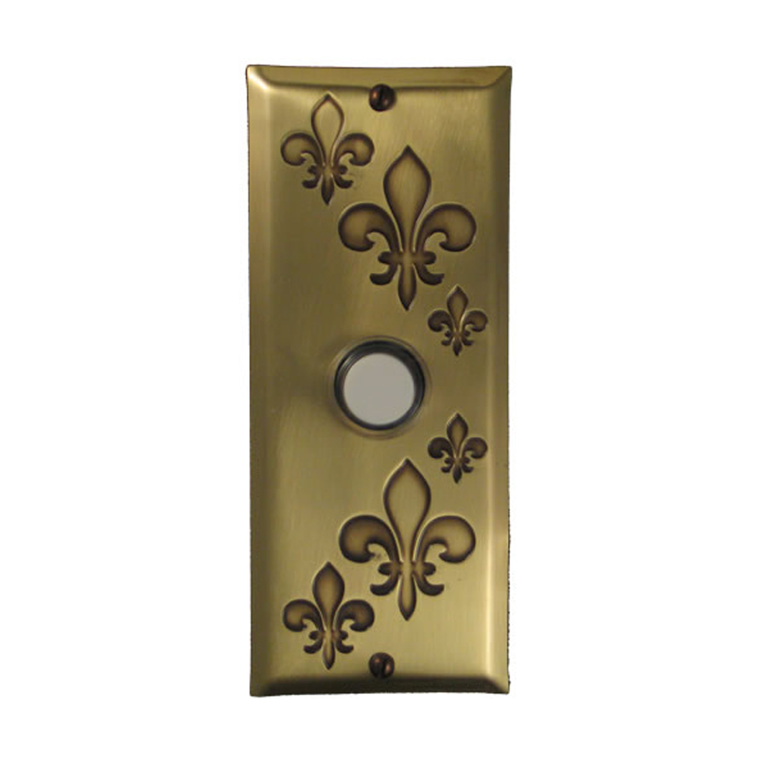 Fleur-de-lis Doorbell - Solid Antique Brass