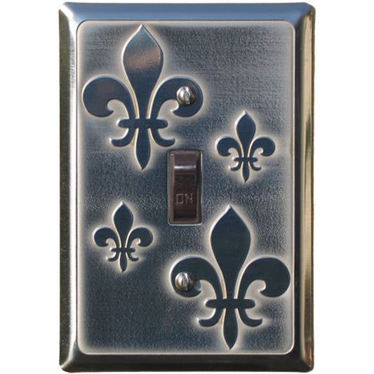 Fleur-de-Lis Stainless Steel Single Toggle Switchplate