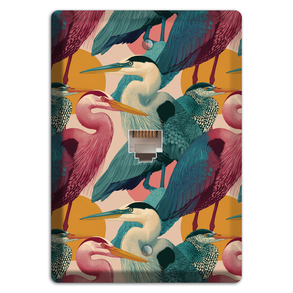 Teal Heron Mosaic Phone Wallplate