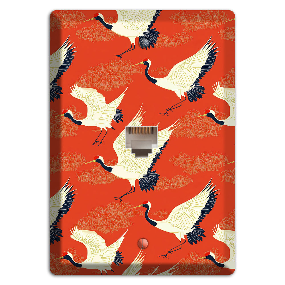 Vermillion Crane Flight Phone Wallplate