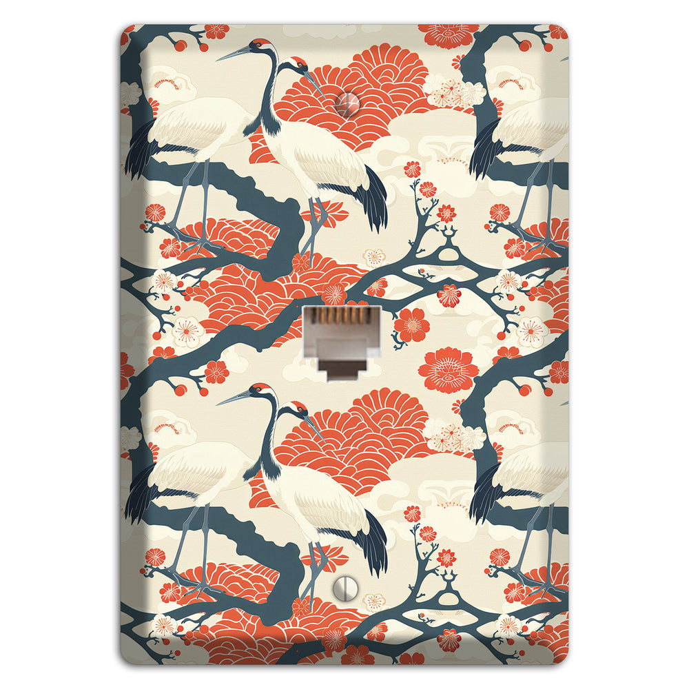Vermillion Crane Court Phone Wallplate