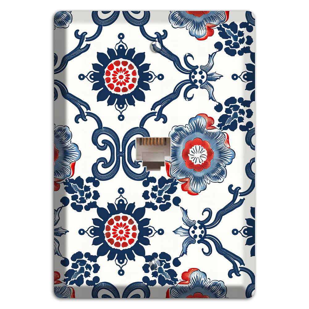 Indigo Court Florals Phone Wallplate