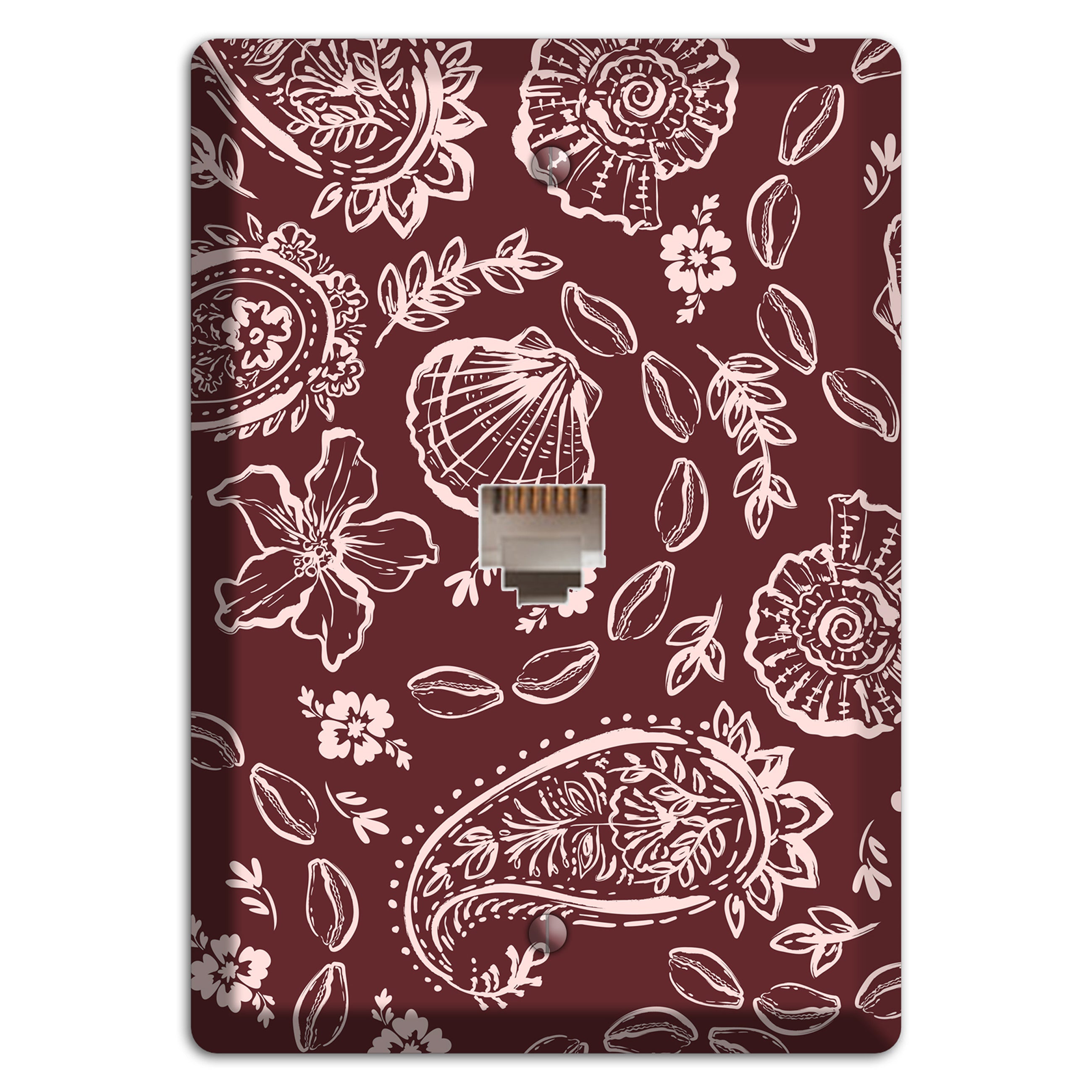 Crimson Shell Paisley Phone Wallplate