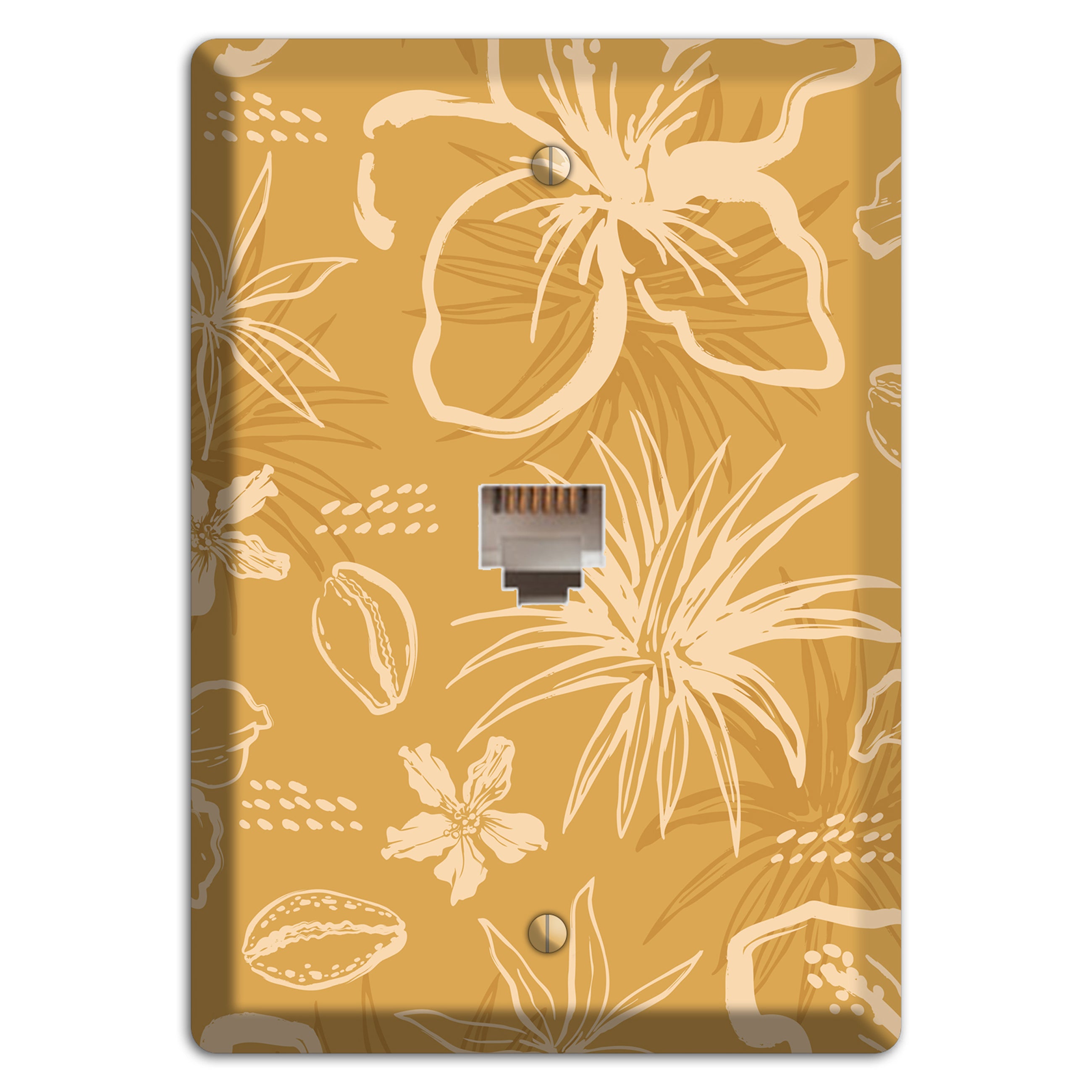 Golden Hibiscus Drift Phone Wallplate