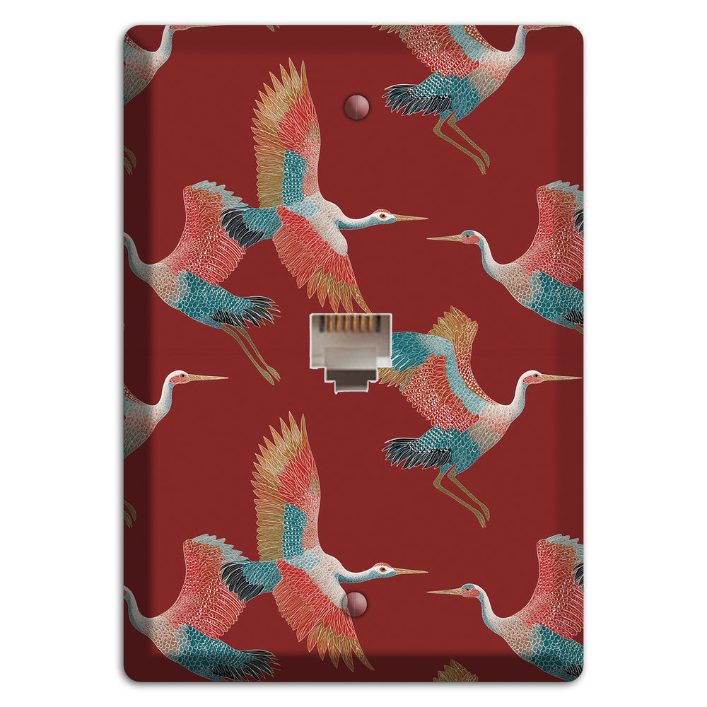 Crimson Heron Dance Phone Wallplate