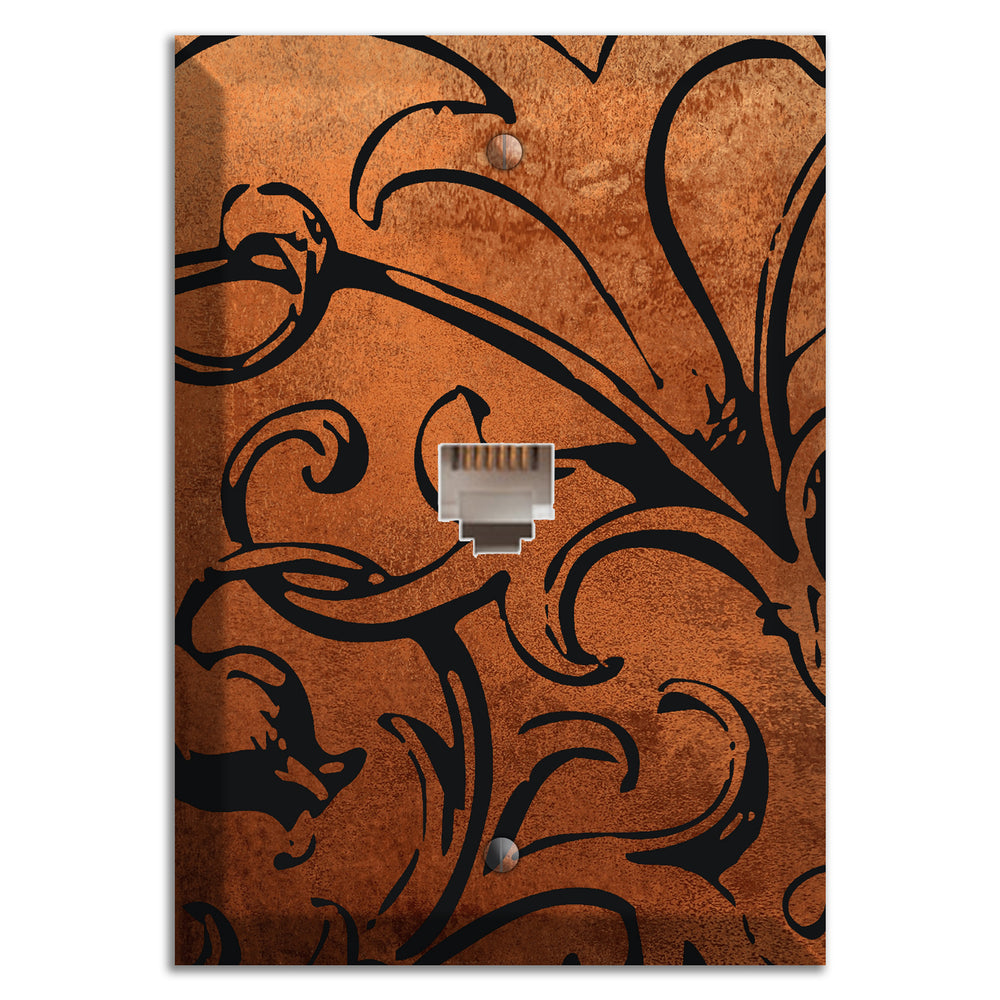 Antique Copper Victorian Scroll Phone Wallplate