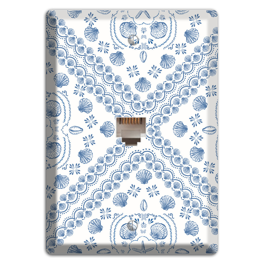 Azure Shell Damask Phone Wallplate