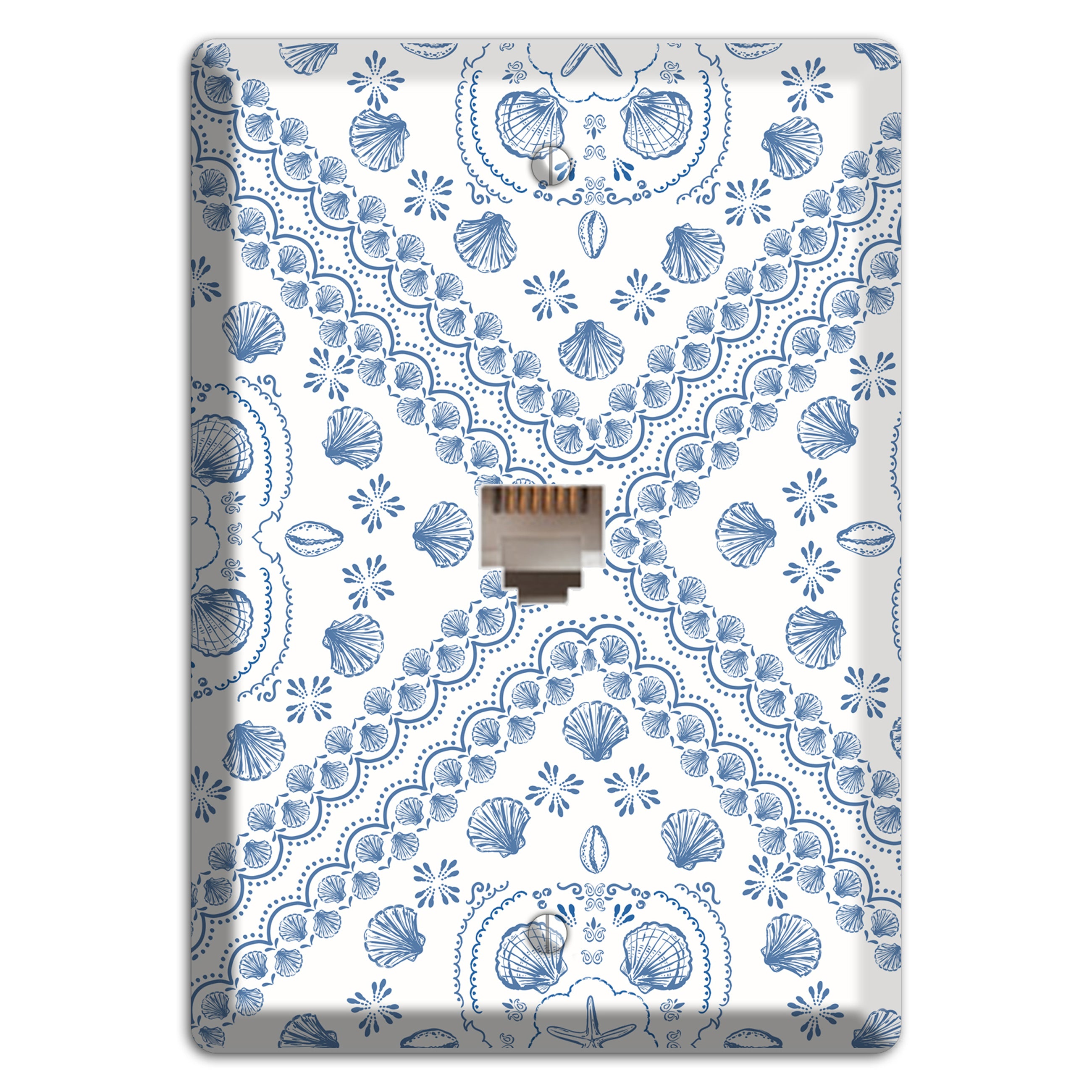 Azure Shell Damask Phone Wallplate