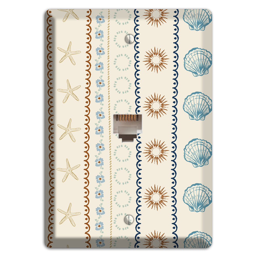 Ivory Seahorse Stripe Phone Wallplate