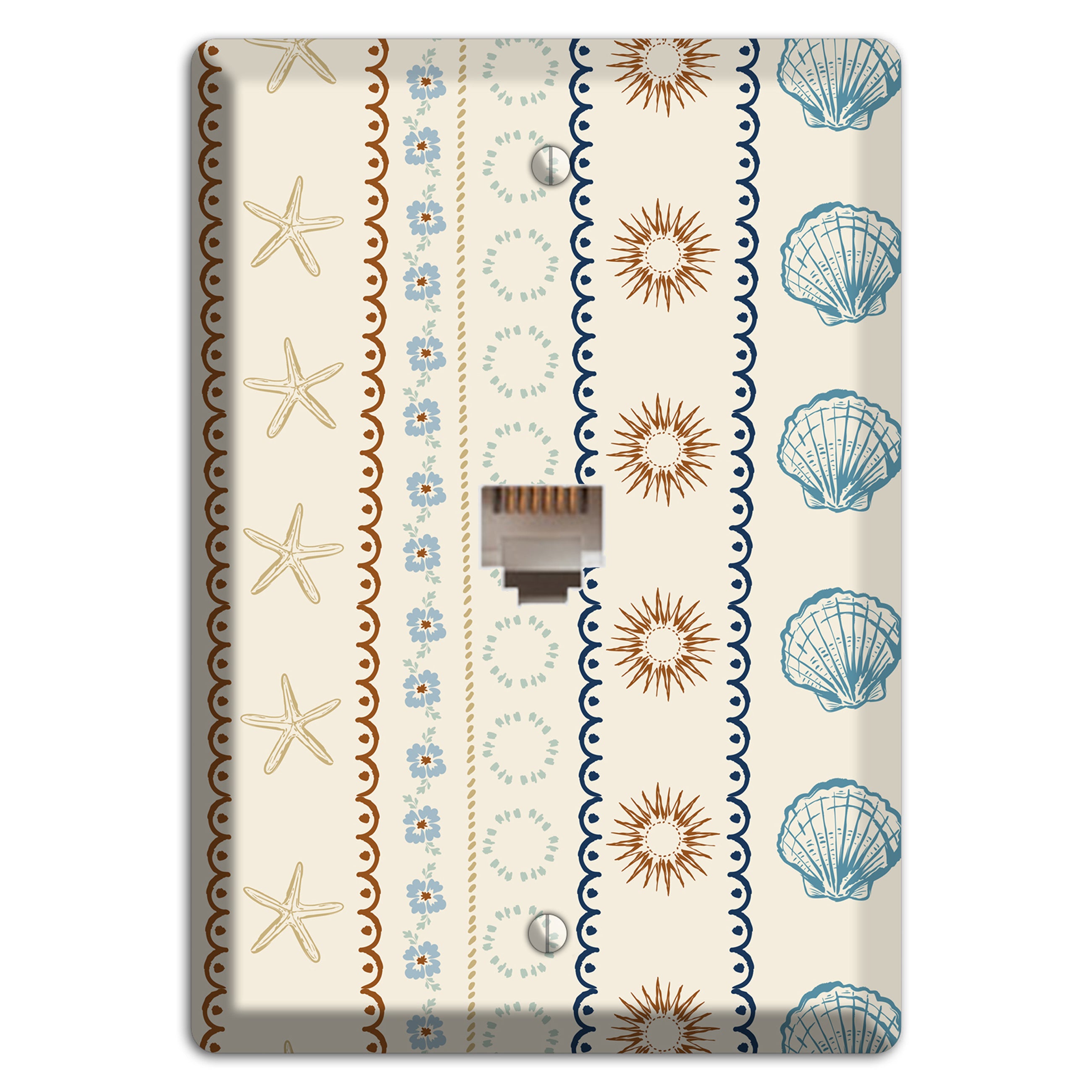 Ivory Seahorse Stripe Phone Wallplate