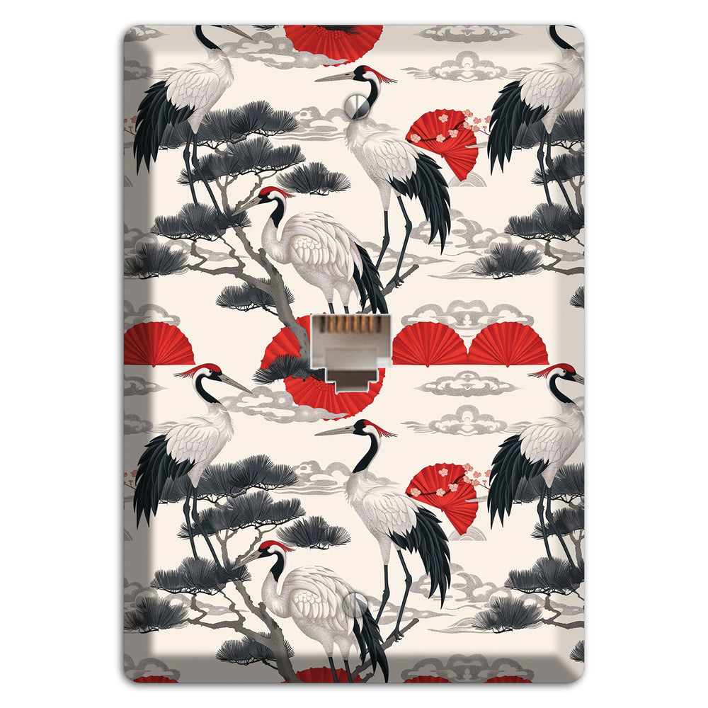 Crimson Fan & Pine Phone Wallplate