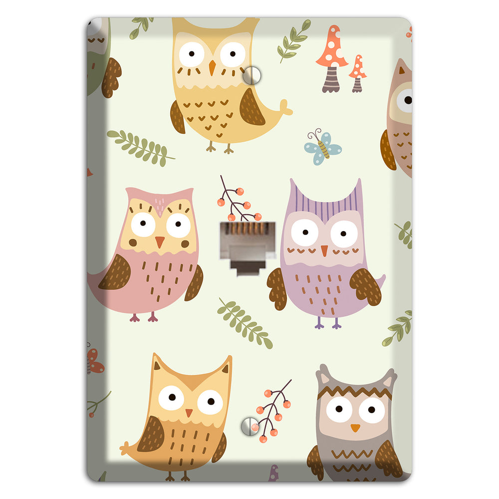 Sleepy Owls (Cream) Phone Wallplate