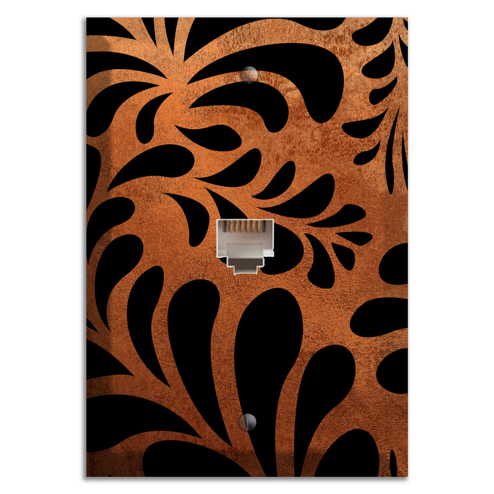Antique Copper Palm Noir Phone Wallplate