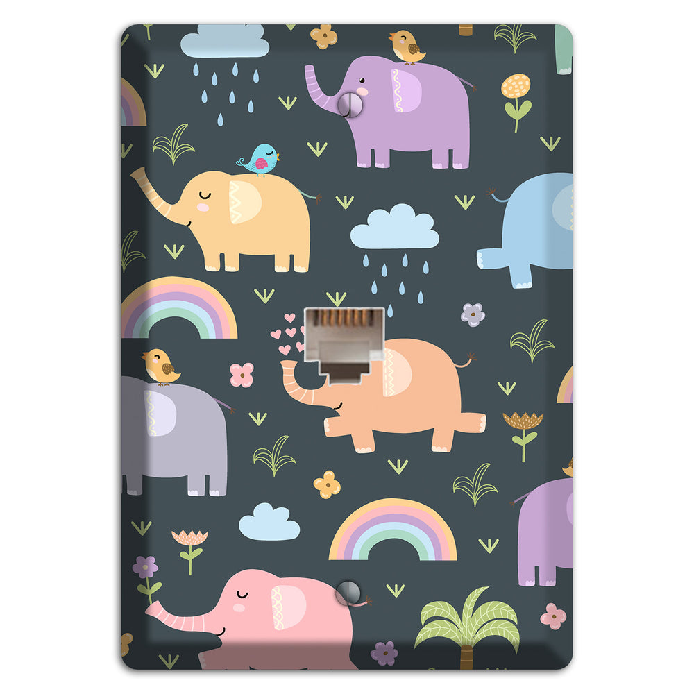 Elephant Parade (Charcoal) Phone Wallplate