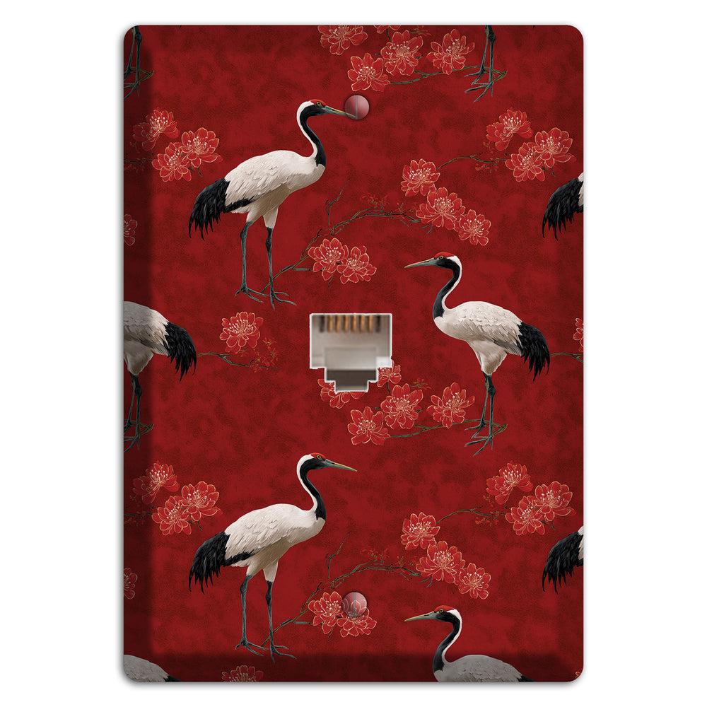 Vermillion Crane Bloom Phone Wallplate