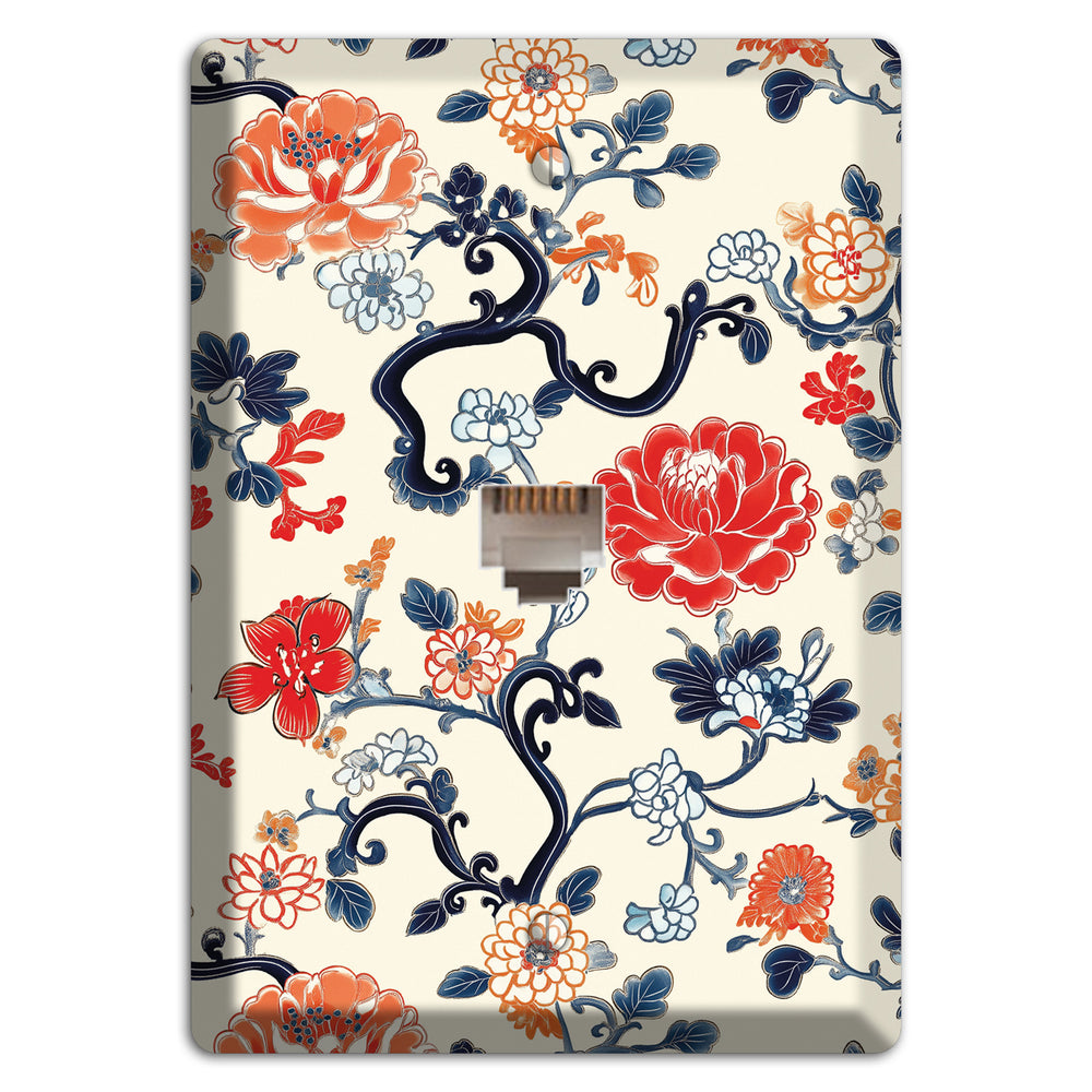 Crimson Garden Scroll Phone Wallplate