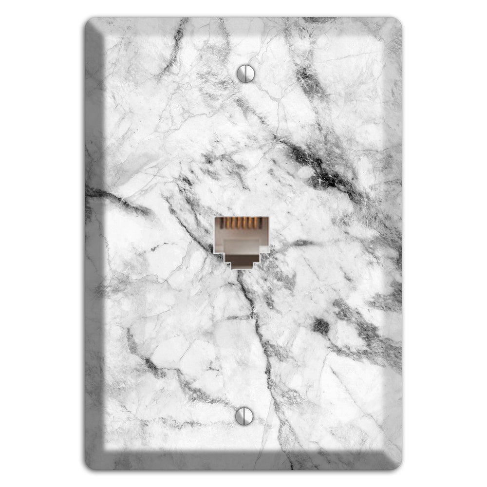 White and Gray Marble Phone Wallplate