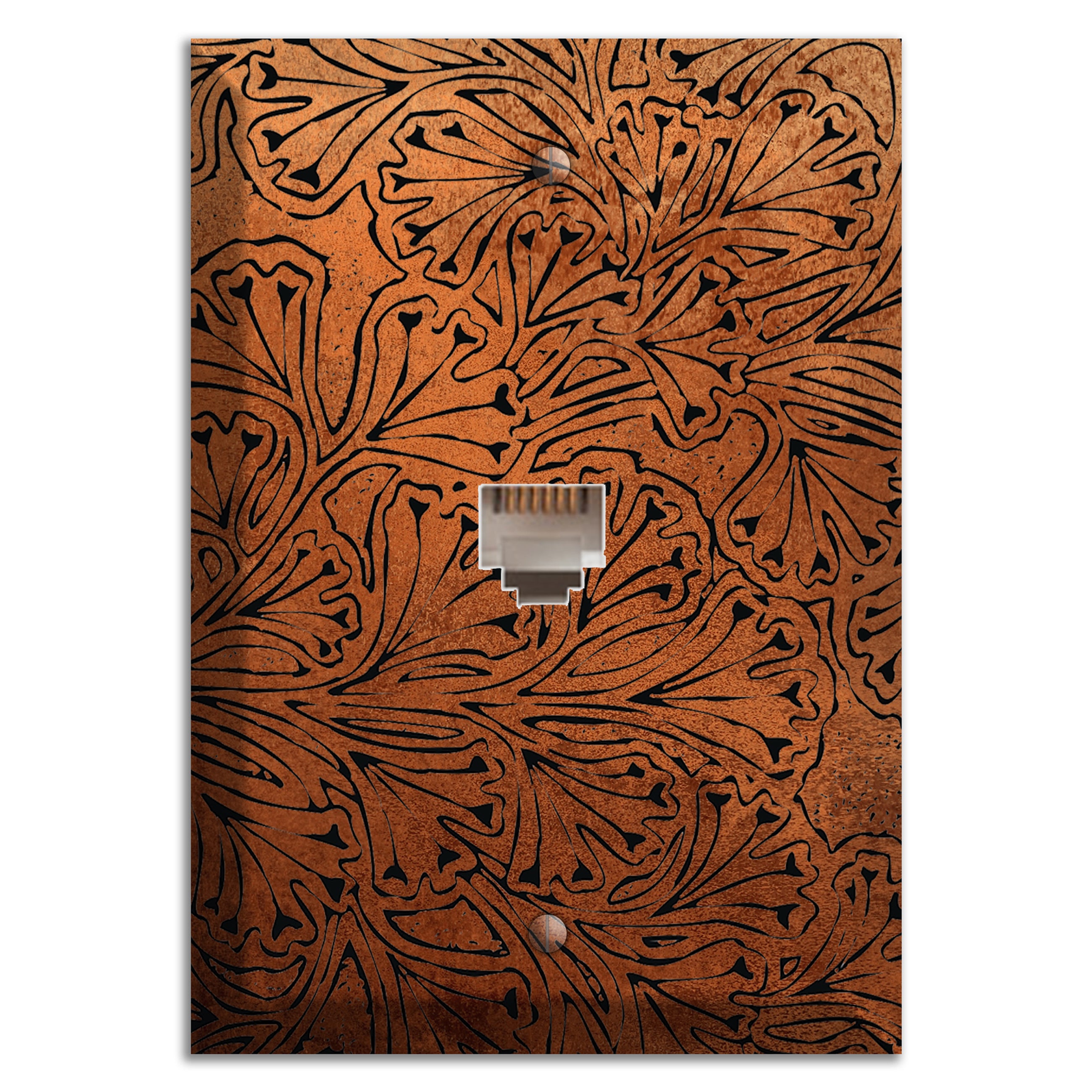 Antique Copper Maiden Fern Phone Wallplate