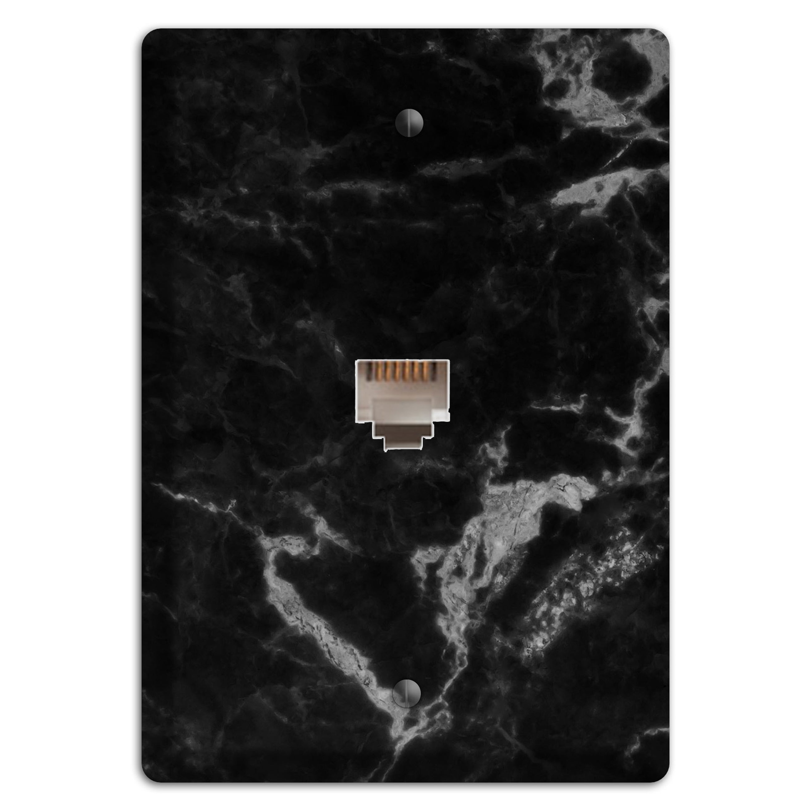 Black and Silver Marble Phone Wallplate