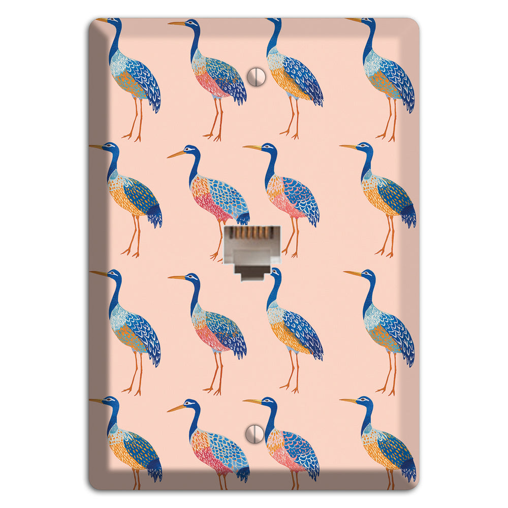 Blush Heron Parade Phone Wallplate