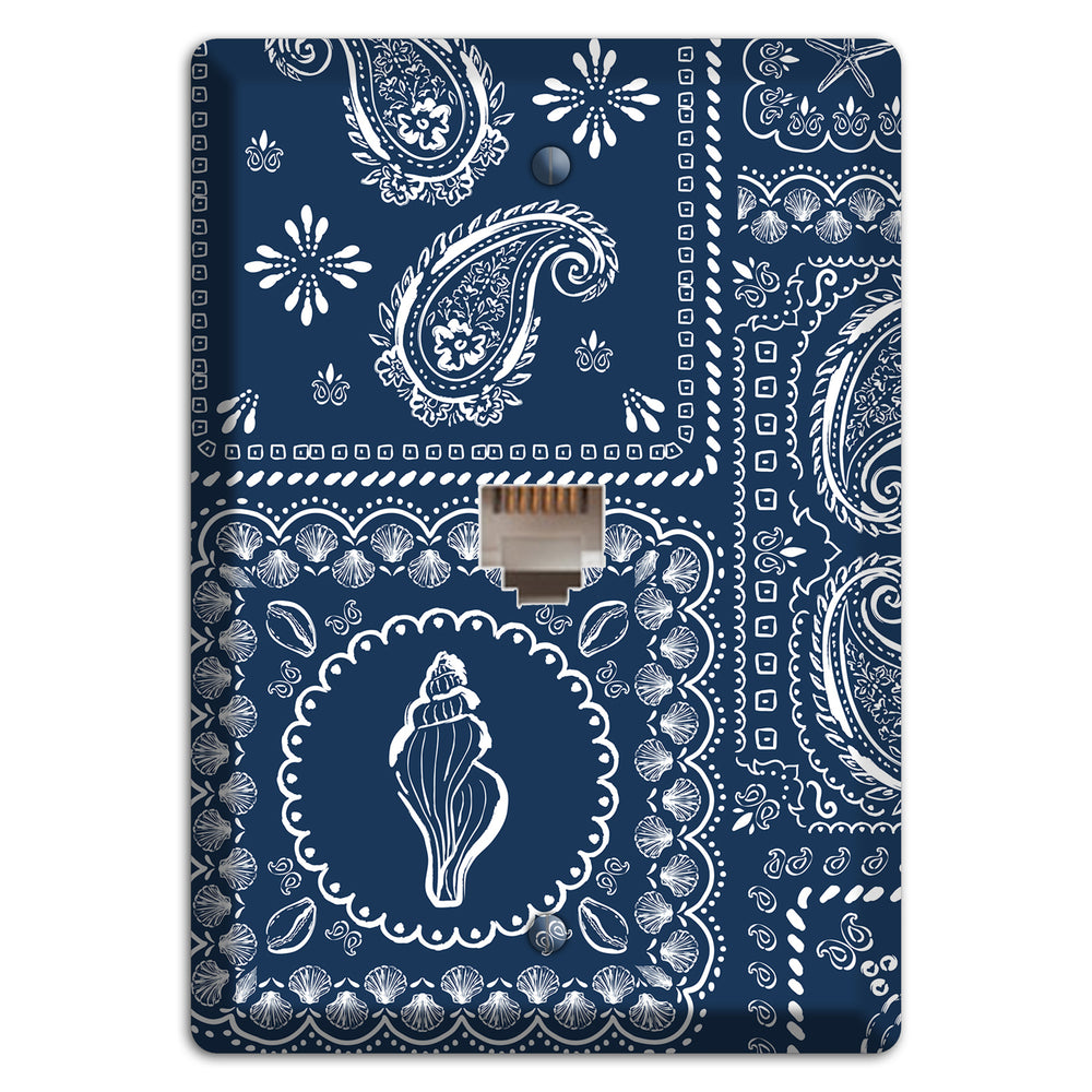 Navy Paisley Patchwork Phone Wallplate