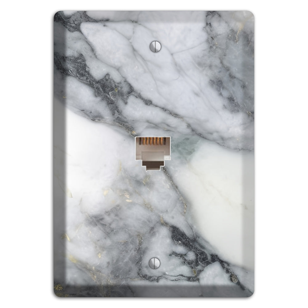 White and Grey Marble Phone Wallplate