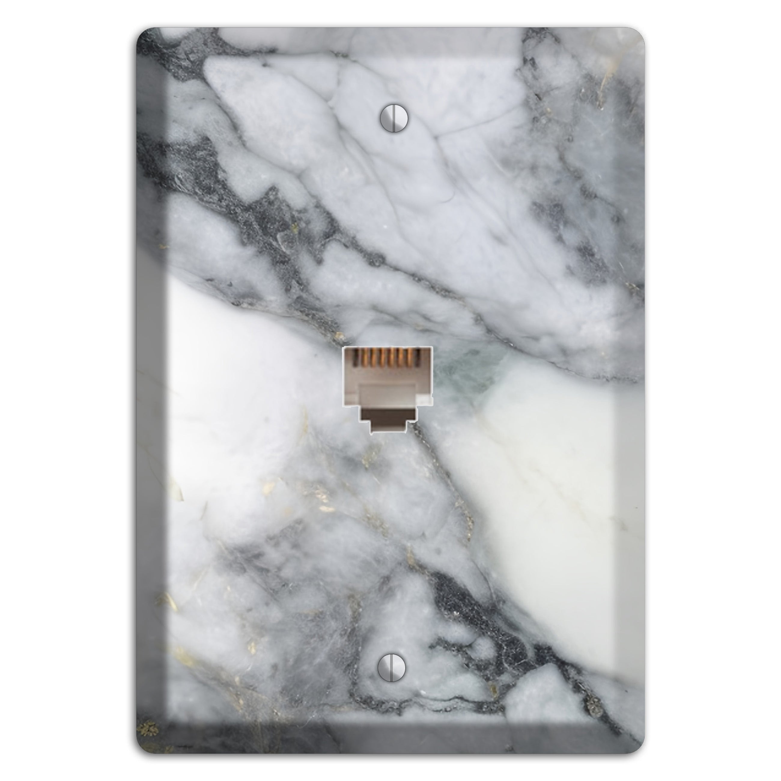 White and Grey Marble Phone Wallplate