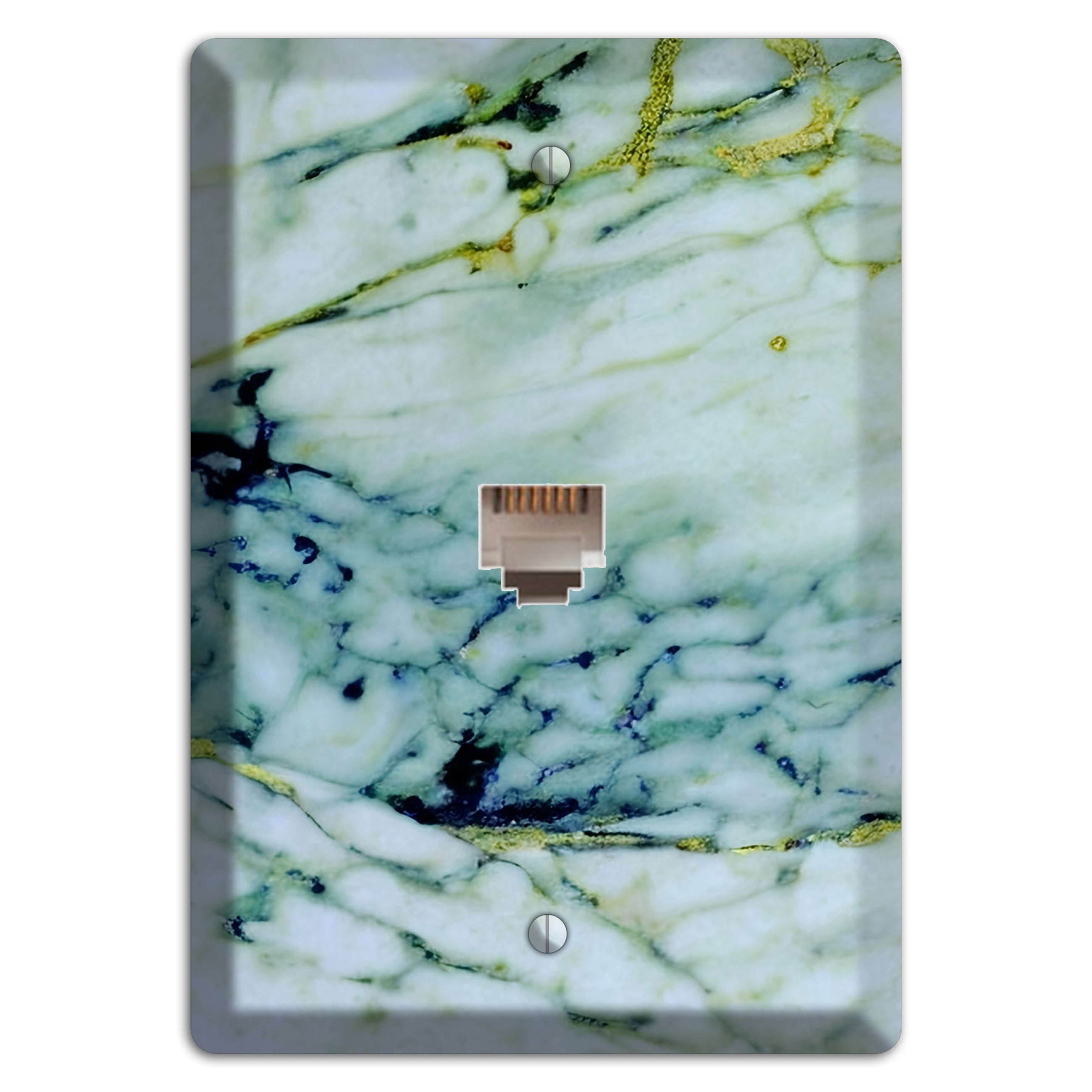 White, Green and Blue Marble Phone Wallplate