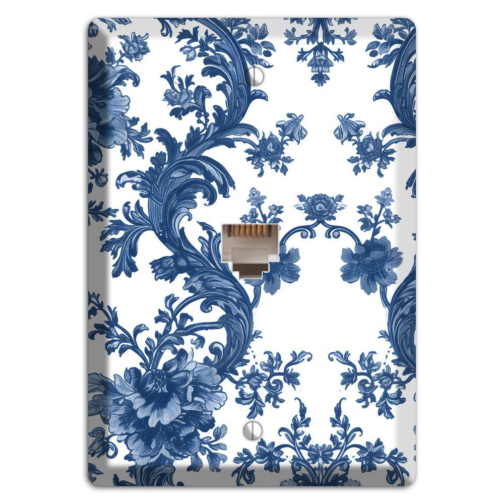 Cobalt Garden Damask Phone Wallplate