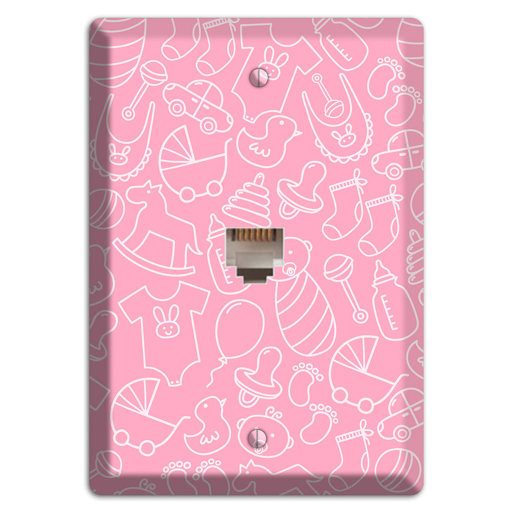 Line Art Baby Pink Phone Wallplate