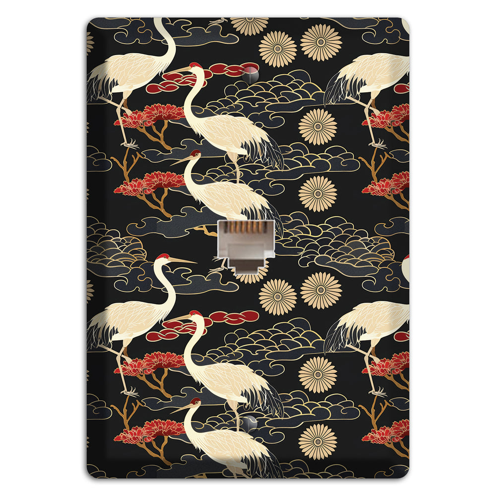 Obsidian Crane Procession Phone Wallplate