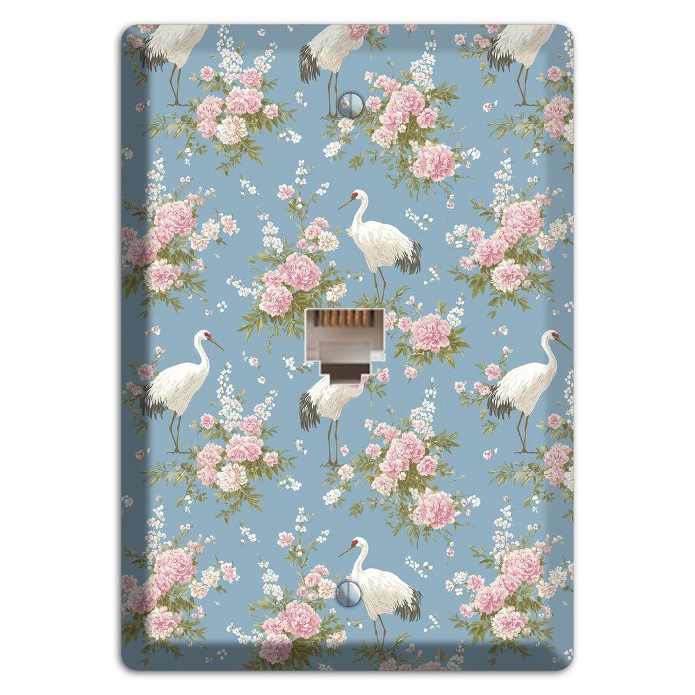 Dusty Blue Peony Flight Phone Wallplate