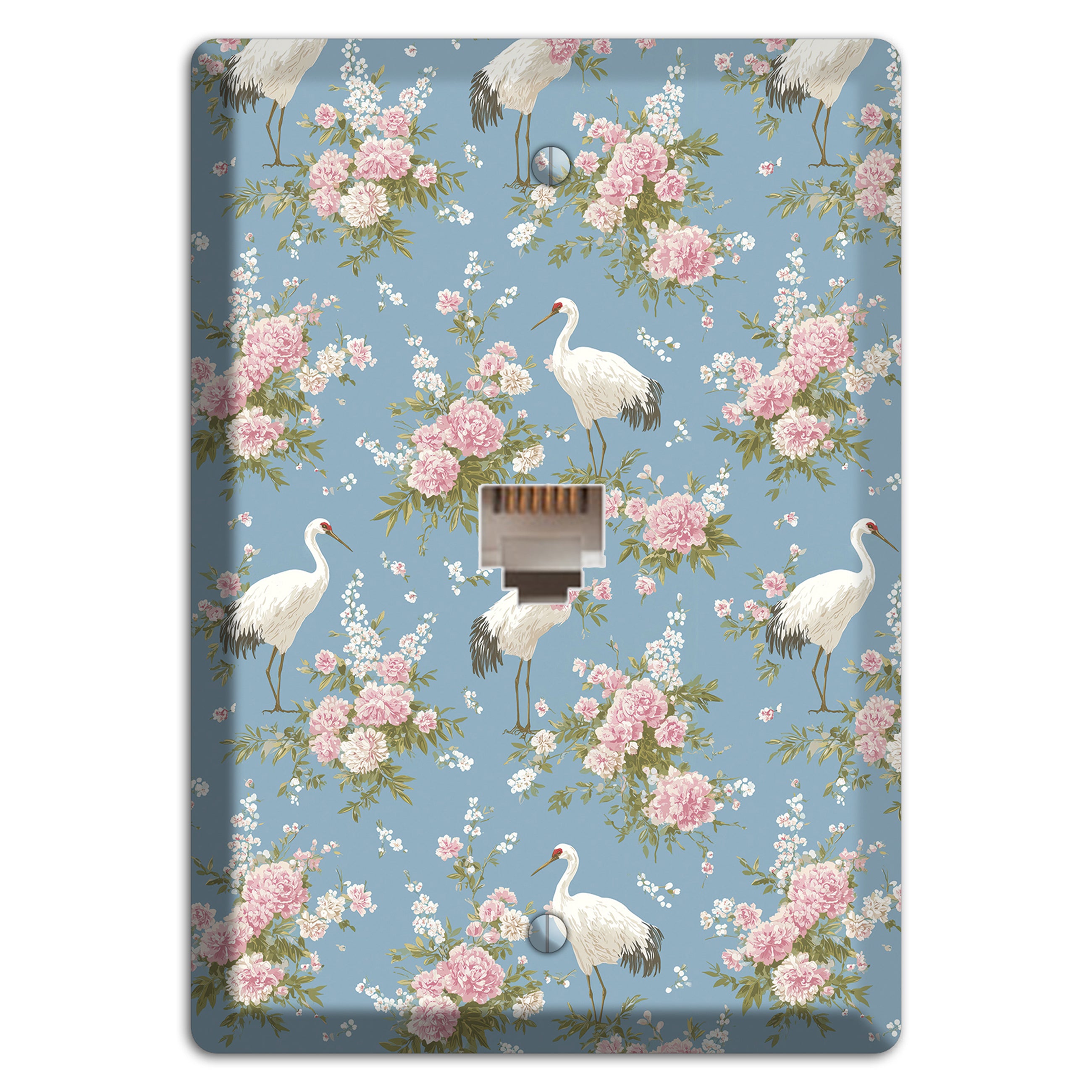 Dusty Blue Peony Flight Phone Wallplate