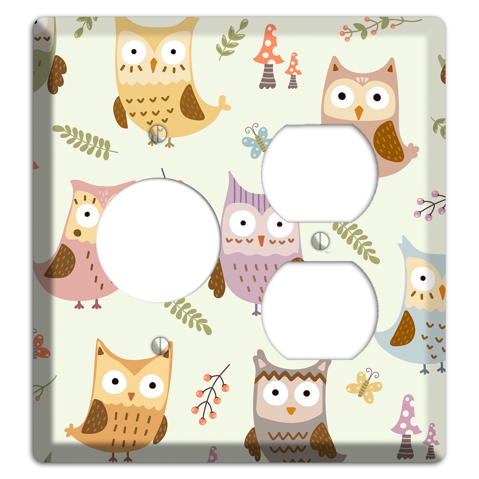 Sleepy Owls (Cream) Receptacle / Duplex Wallplate