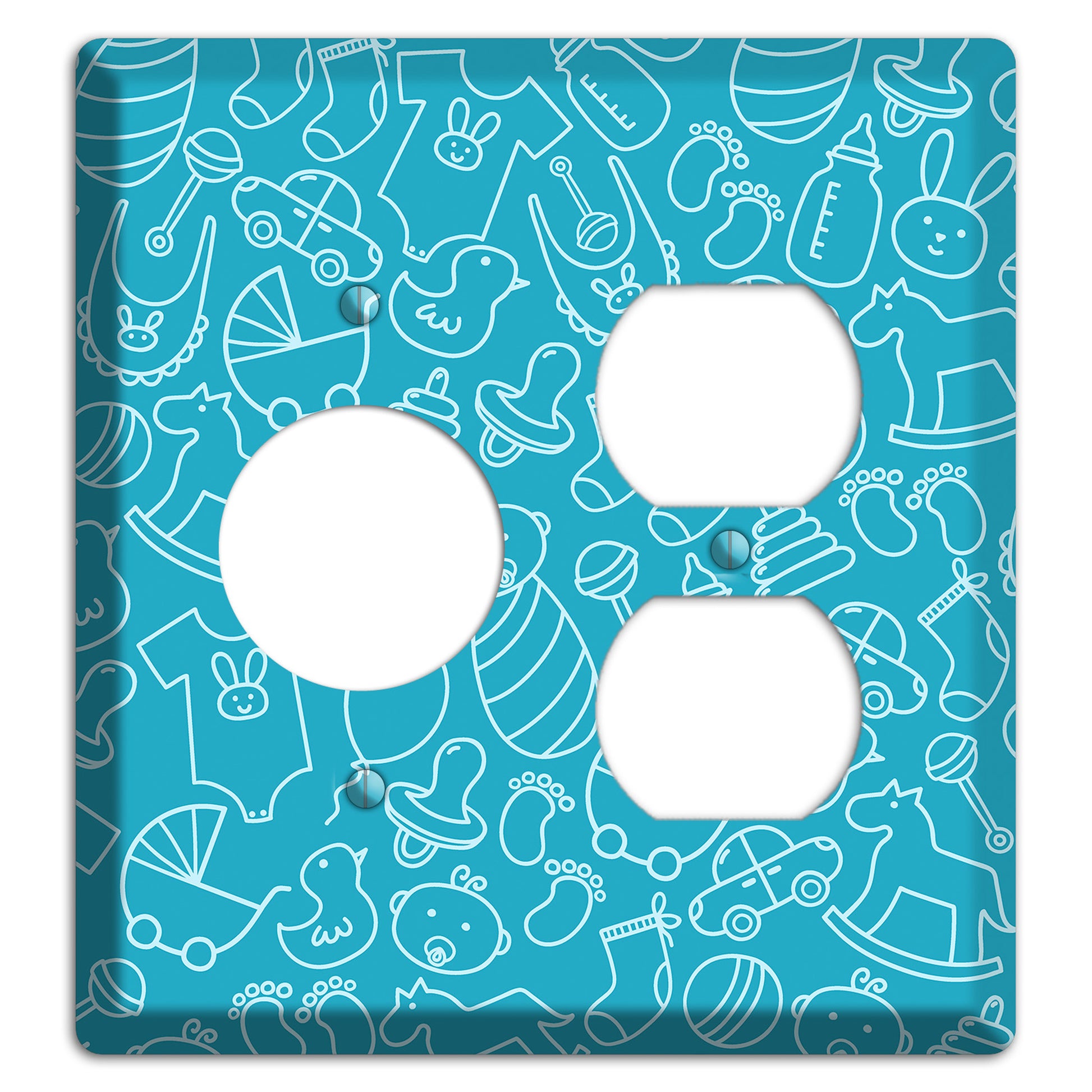 Line Art Baby Blue Receptacle / Duplex Wallplate