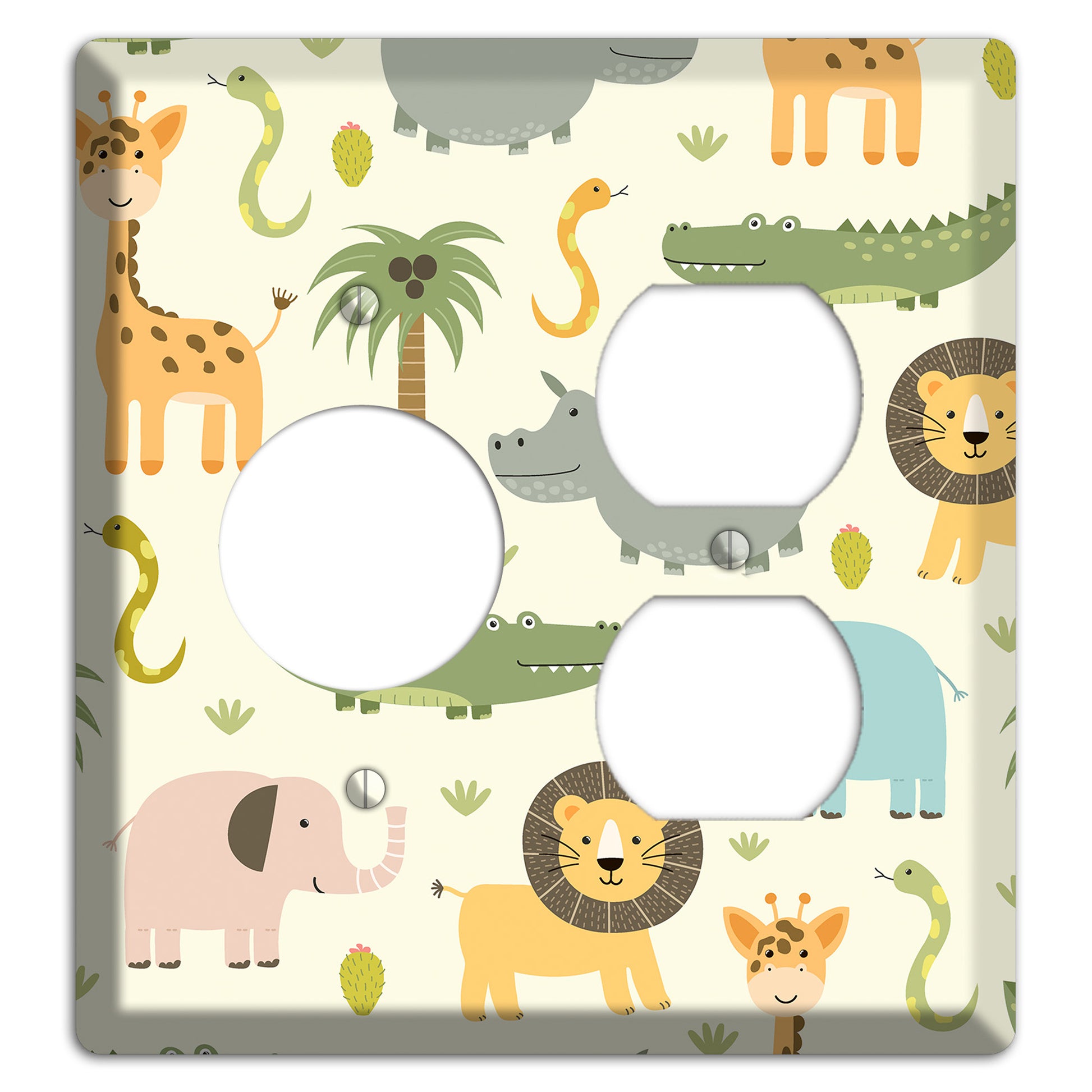 Jungle Friends (Cream) Receptacle / Duplex Wallplate
