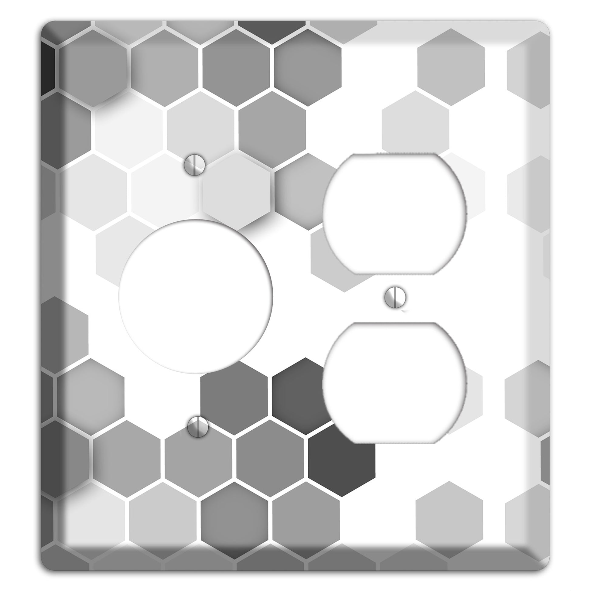 Monochrome Hexagon Tiling Receptacle / Duplex Wallplate